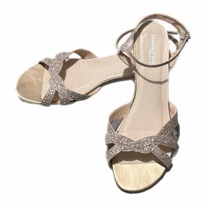 Benjamin Walk Sandals Womens 9.5M Gold Rhinestone Wedge Bridal Cocktail Holiday
